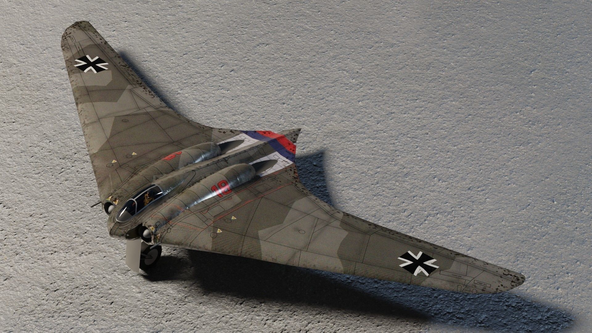 Horten Ho 229 Low-poly 3D model_7