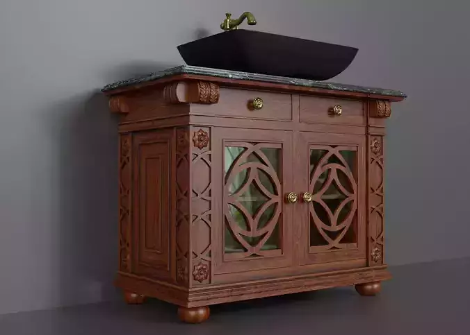 Wooden washbasin with marble 1