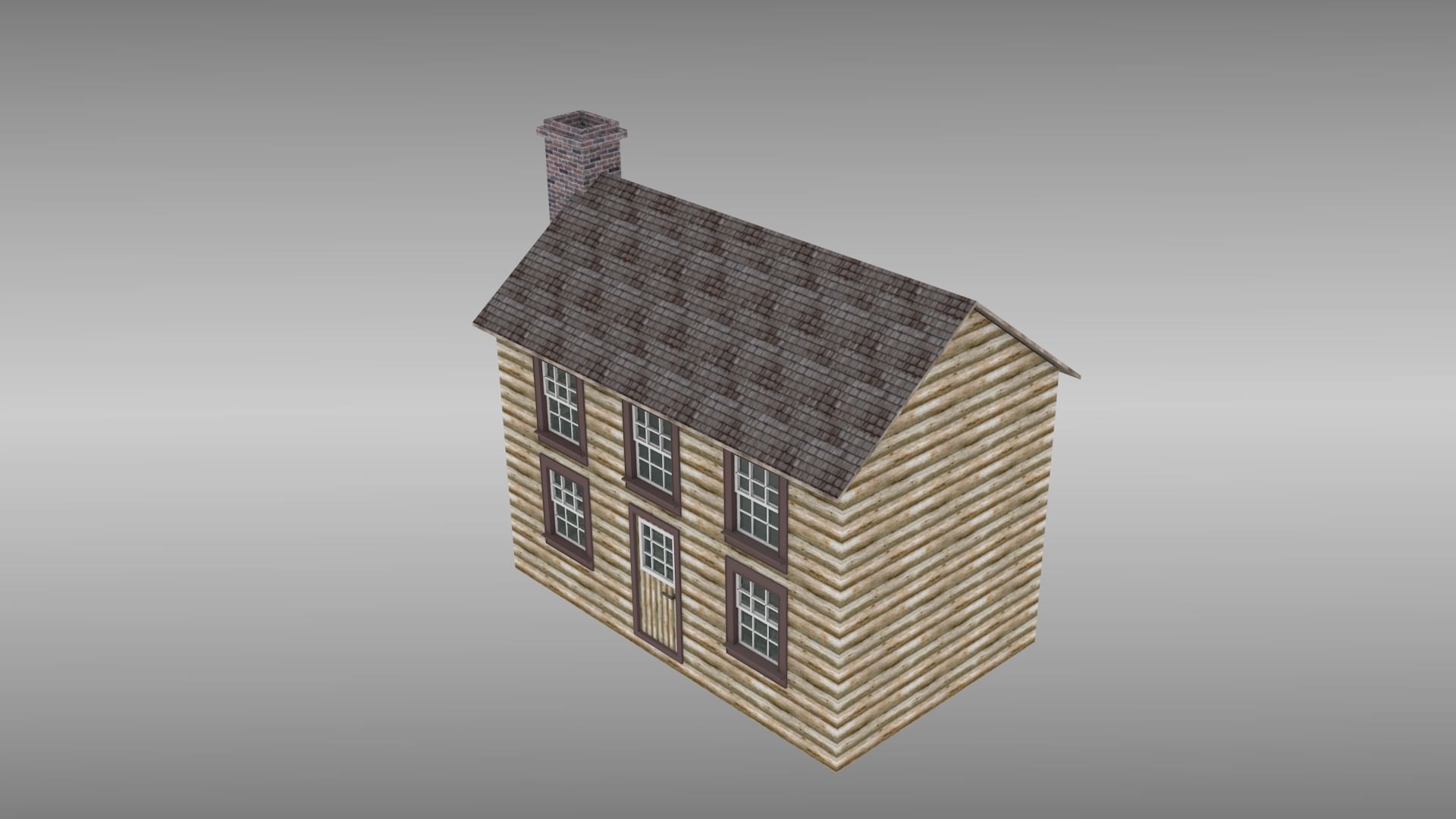 Cabin house with chimney 3D model_5