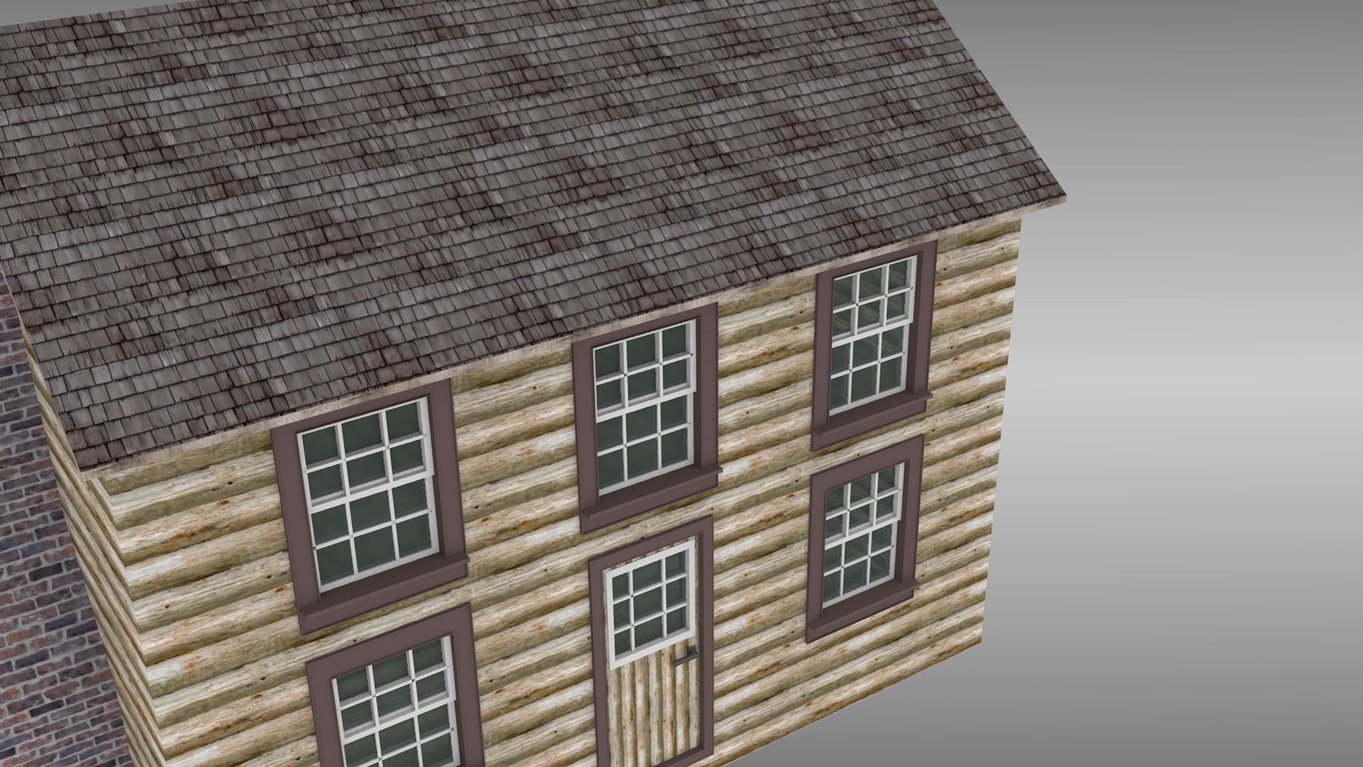 Cabin house with chimney 3D model_7