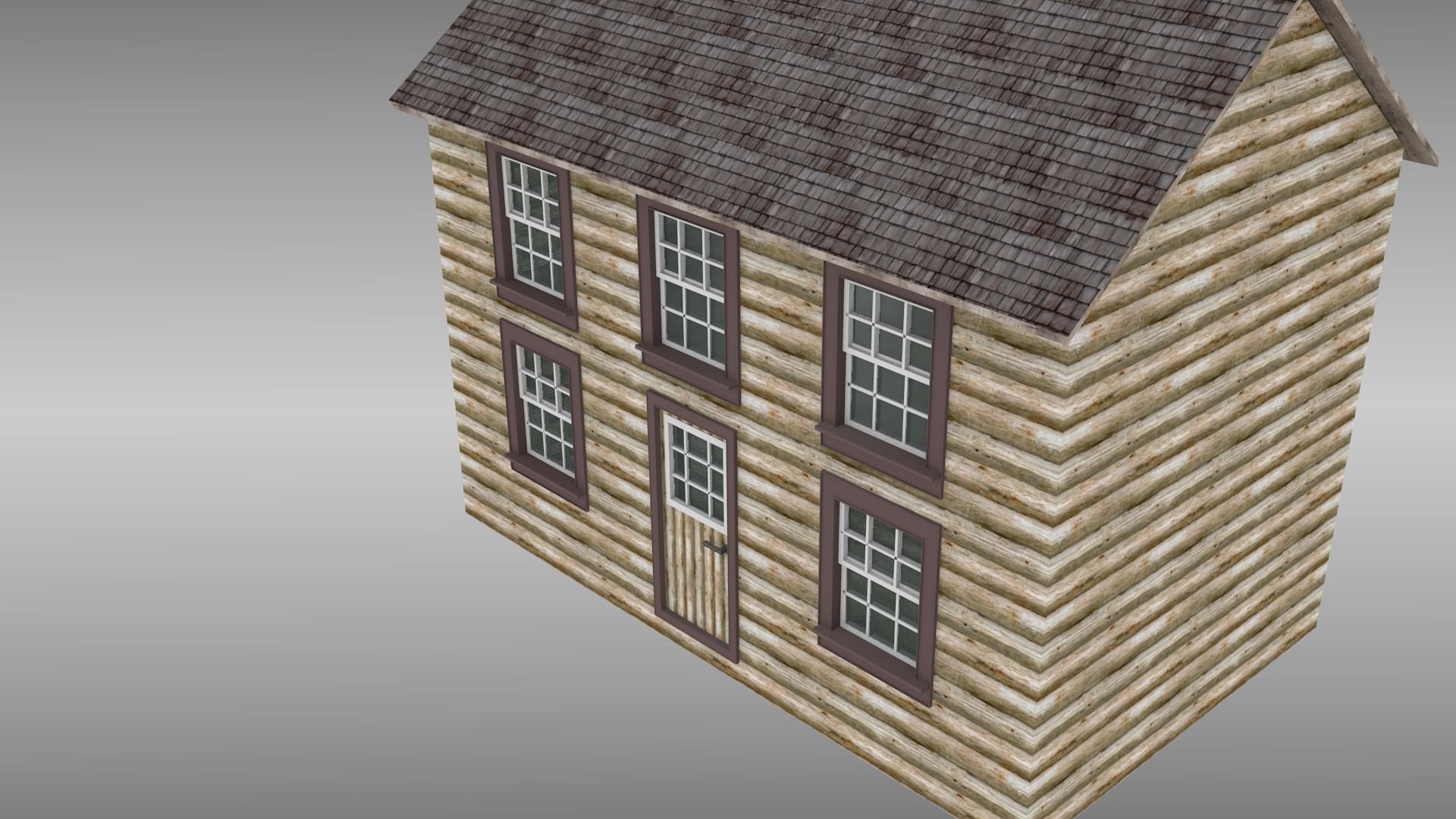 Cabin house with chimney 3D model_6