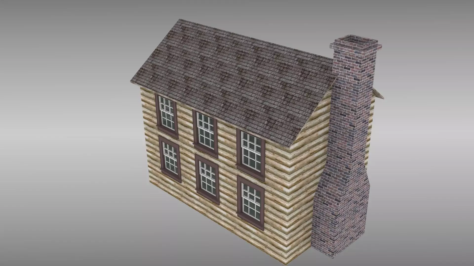 Cabin house with chimney 3D model_0