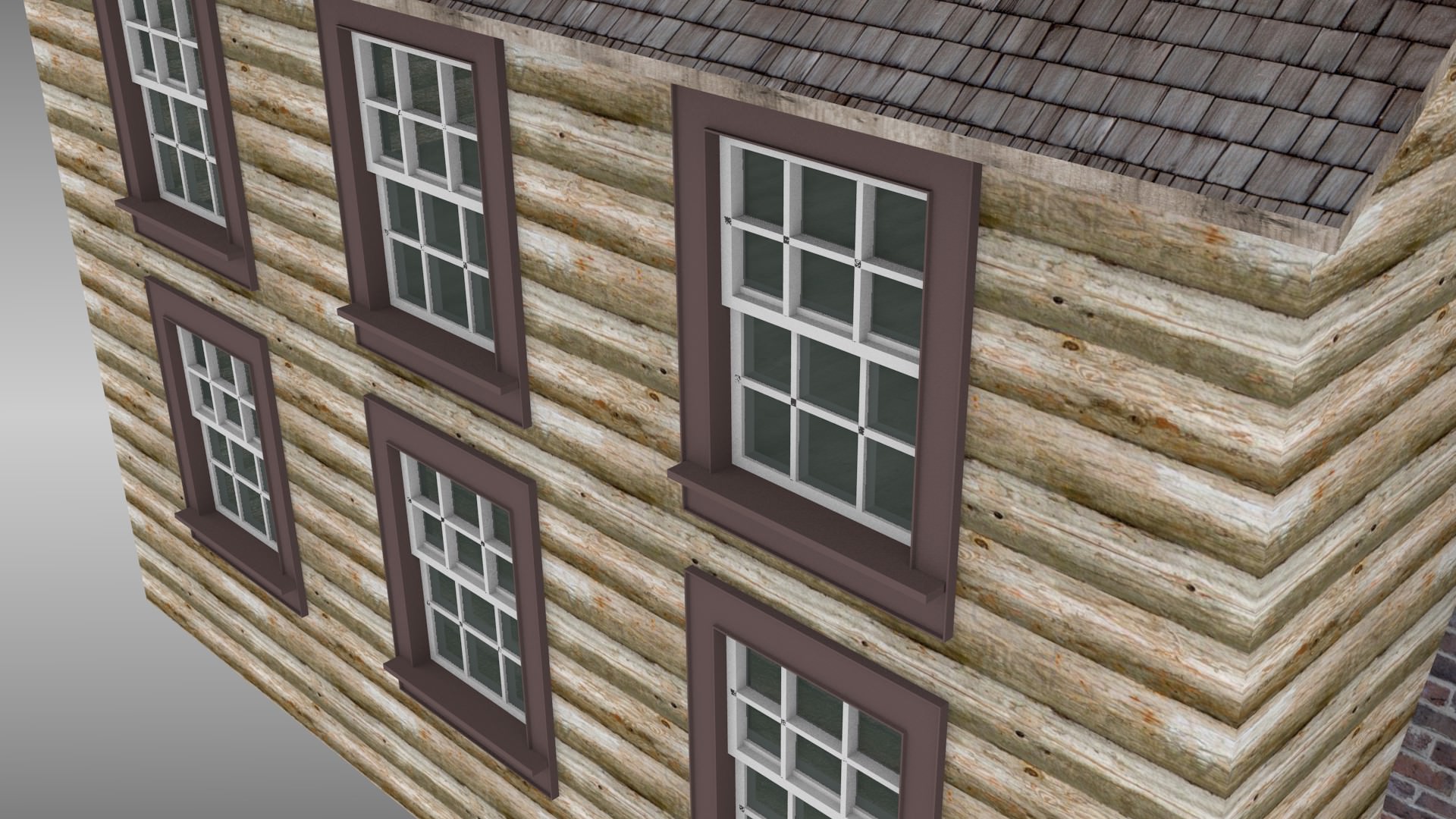 Cabin house with chimney 3D model_2