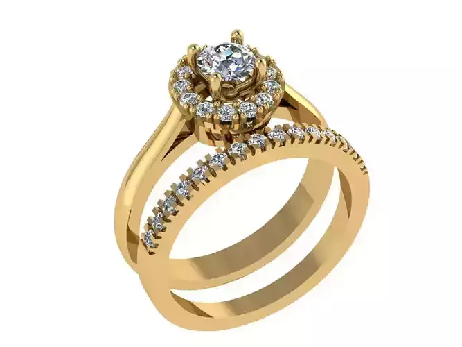 Ring399 engagement ring set gold