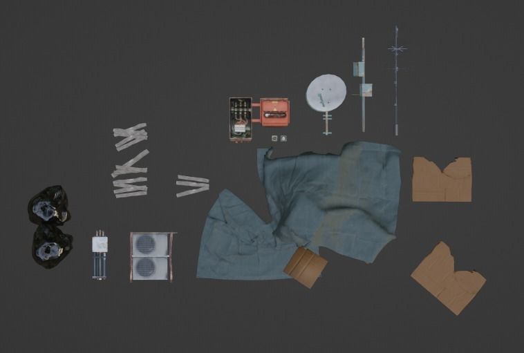 Game Ready Building with assets Low-poly 3D model_14