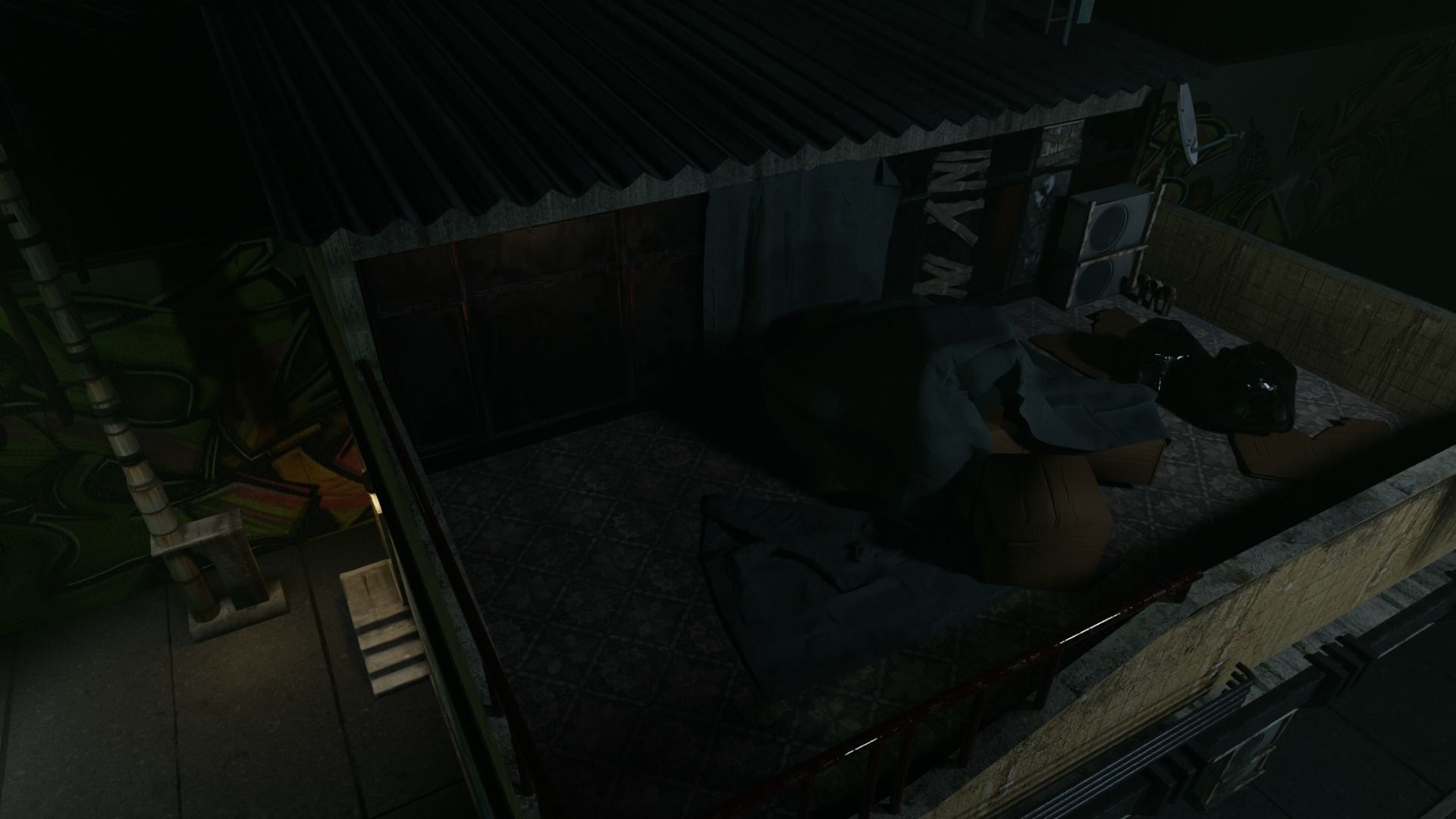 Game Ready Building with assets Low-poly 3D model_3