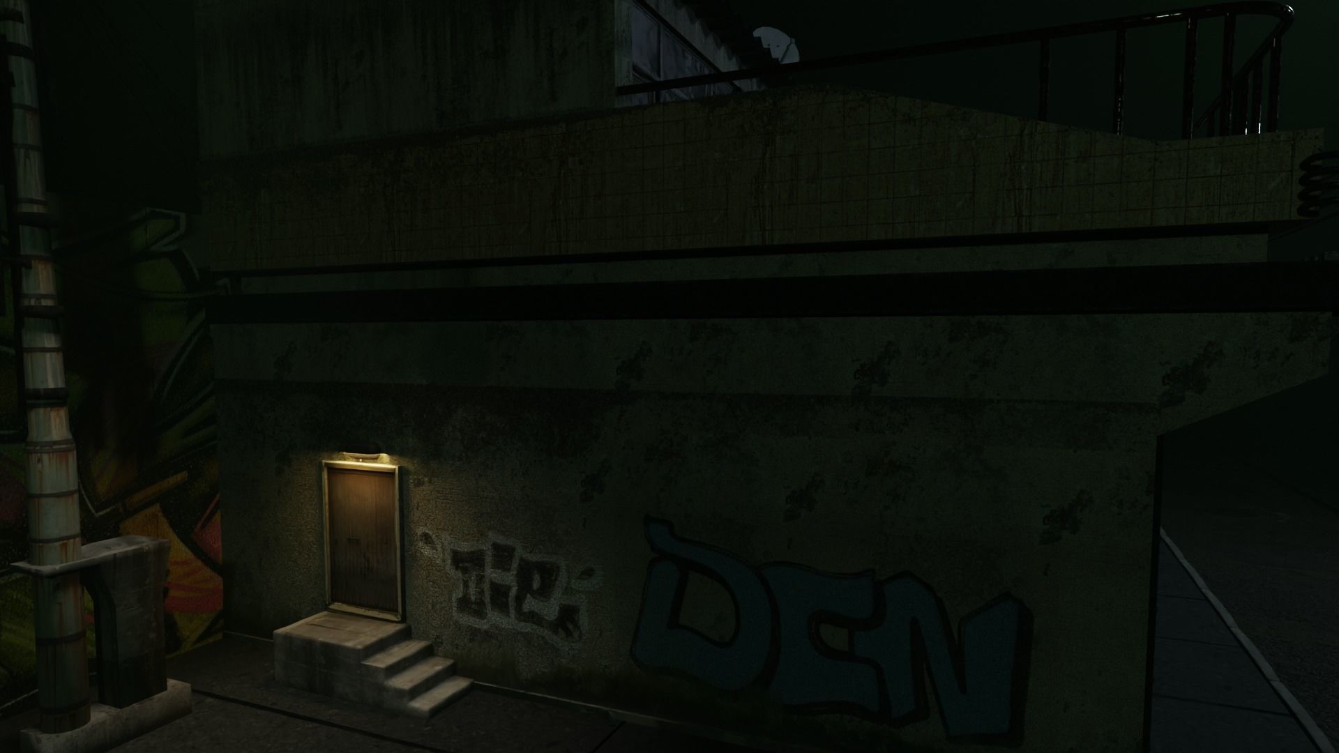 Game Ready Building with assets Low-poly 3D model_4