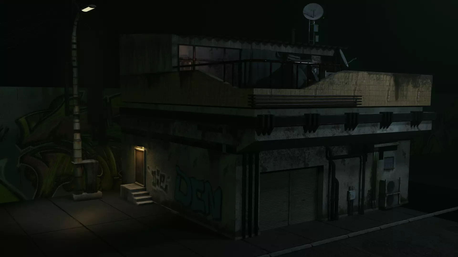 Game Ready Building with assets Low-poly 3D model_0