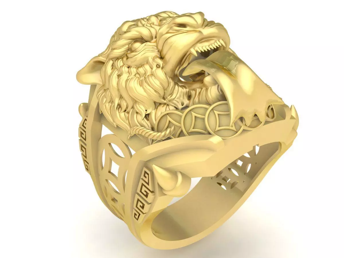 Lion Head Mens Ring 3D Jewelry Model 3775 3D print model