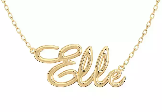 Elle Shiny Surface  Jewelry Font Necklace Pendant Design-EDS-B