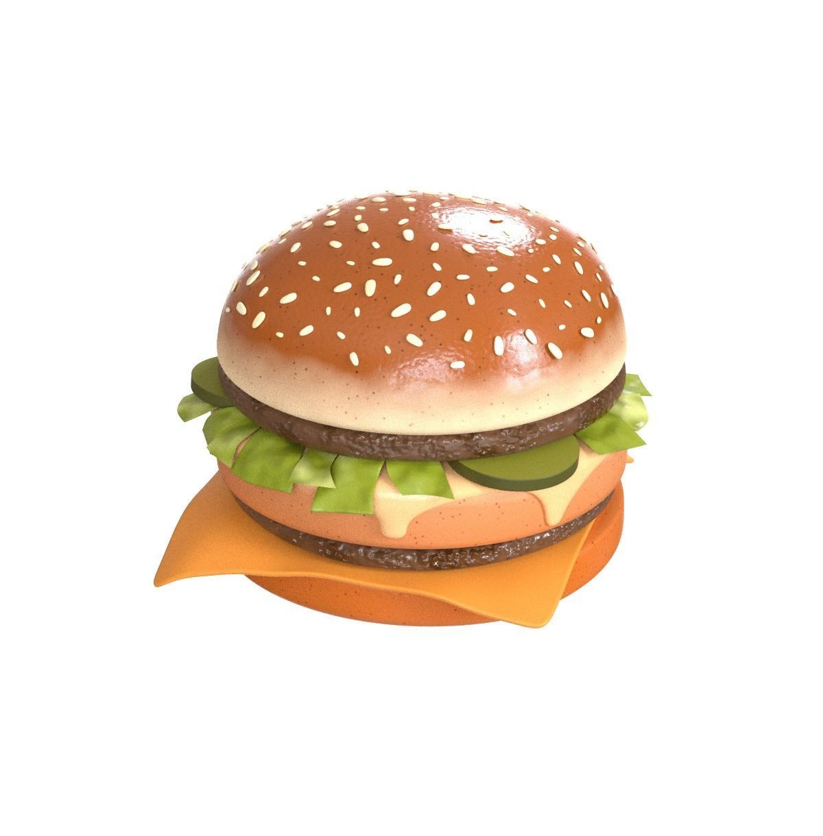 Stylized burger Low-poly 3D model_1
