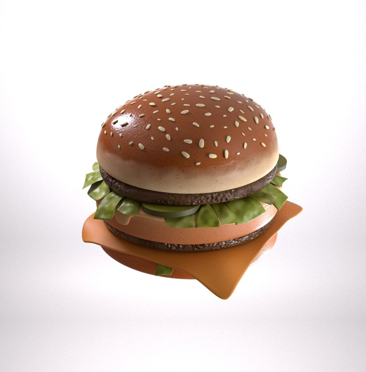 Stylized burger Low-poly 3D model_19