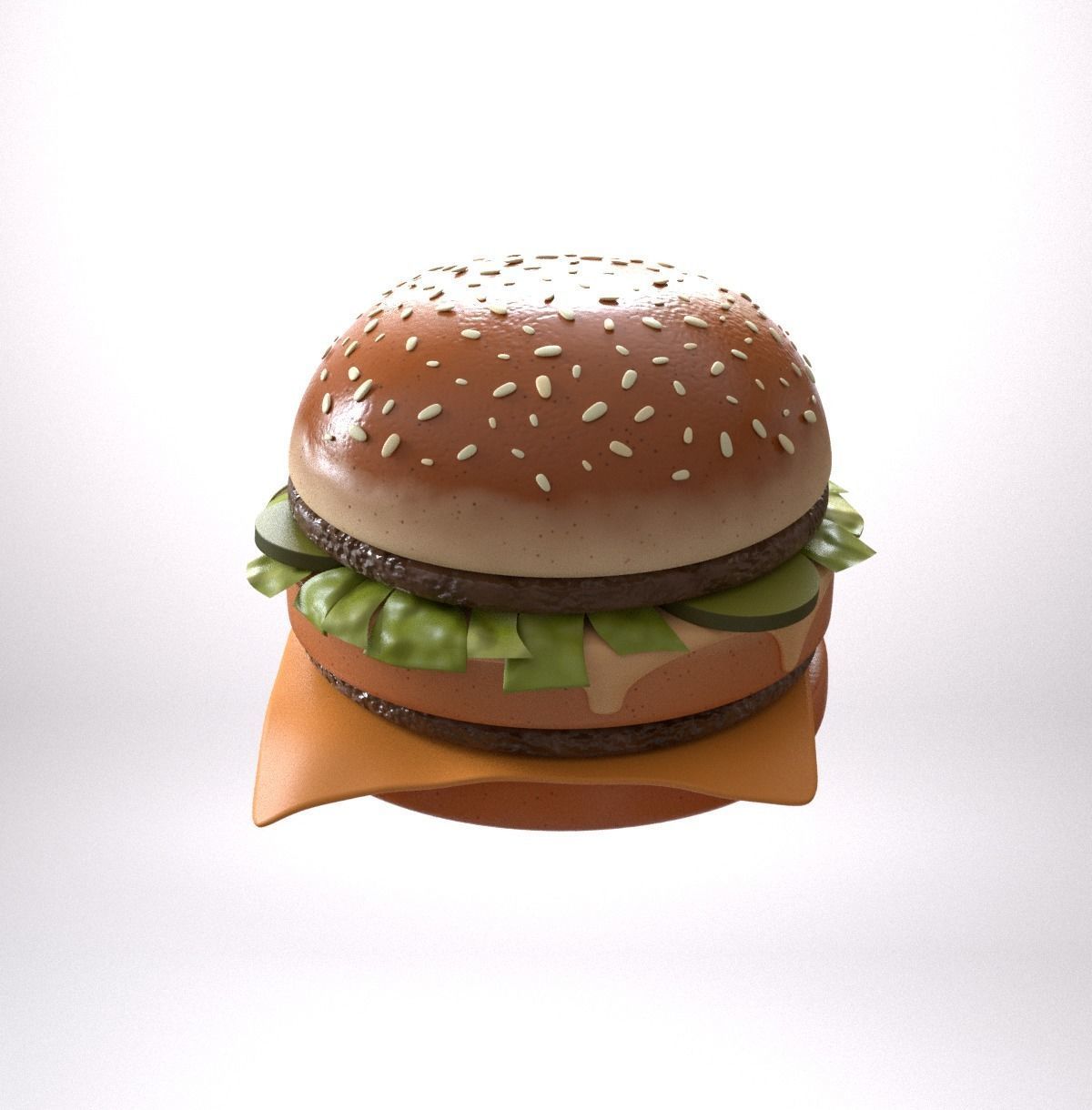 Stylized burger Low-poly 3D model_23