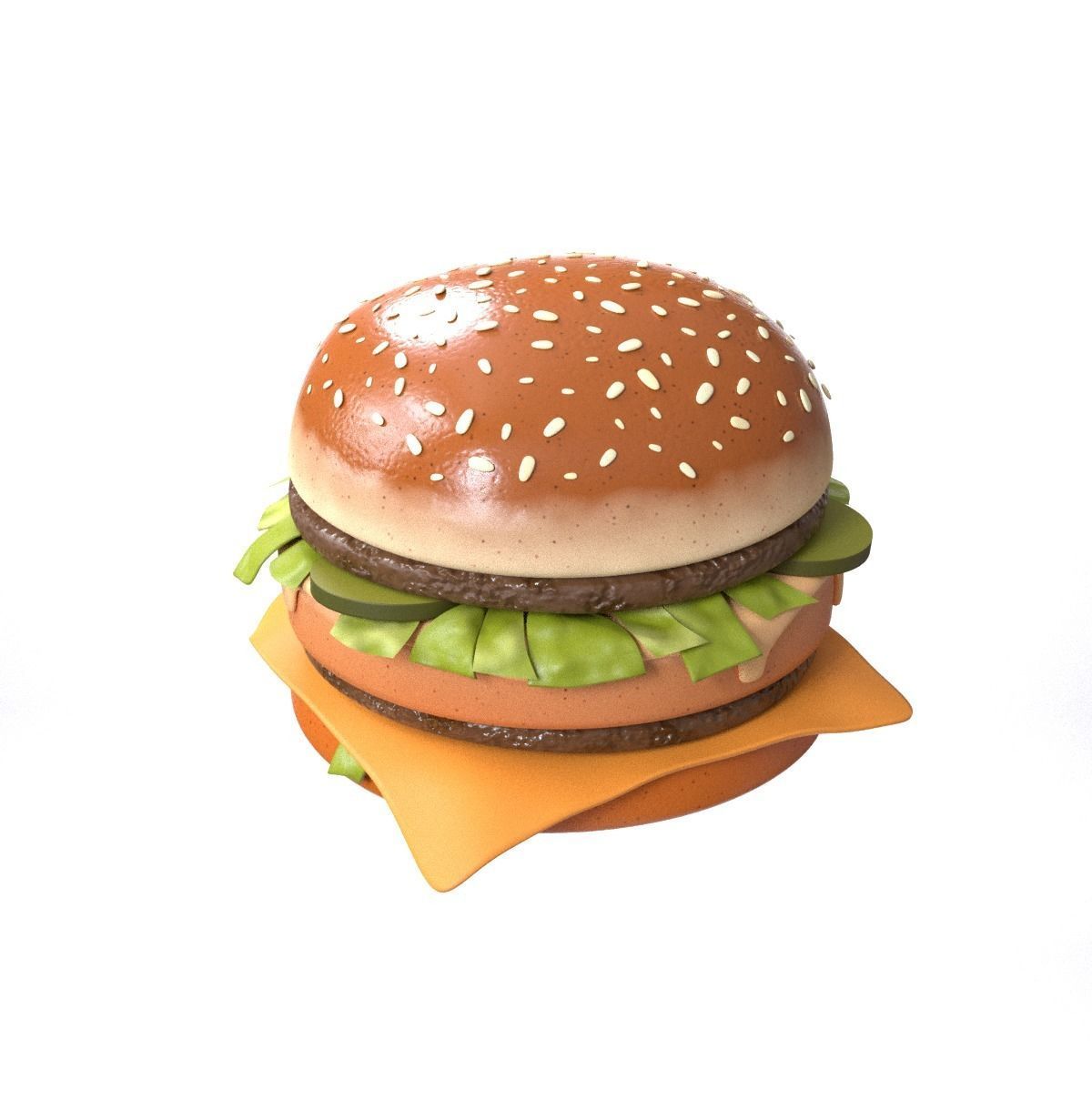Stylized burger Low-poly 3D model_21