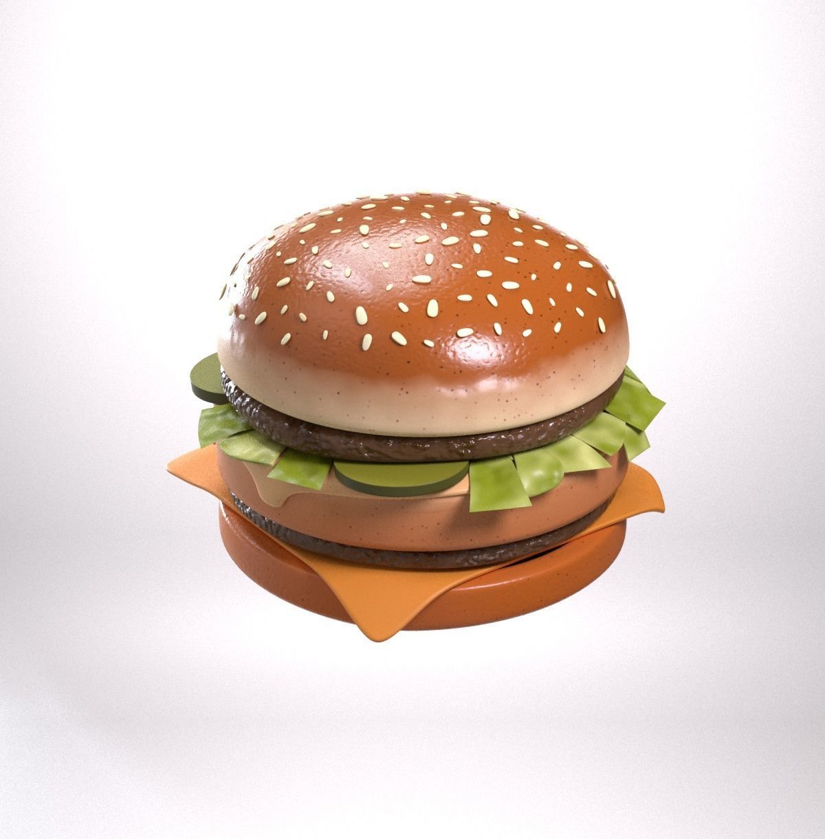 Stylized burger Low-poly 3D model_9