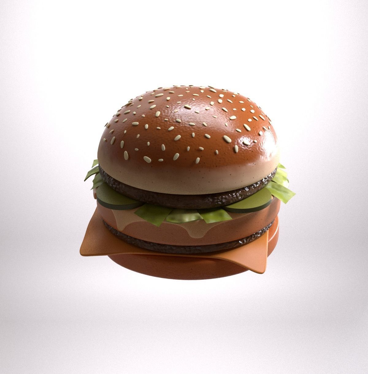 Stylized burger Low-poly 3D model_6