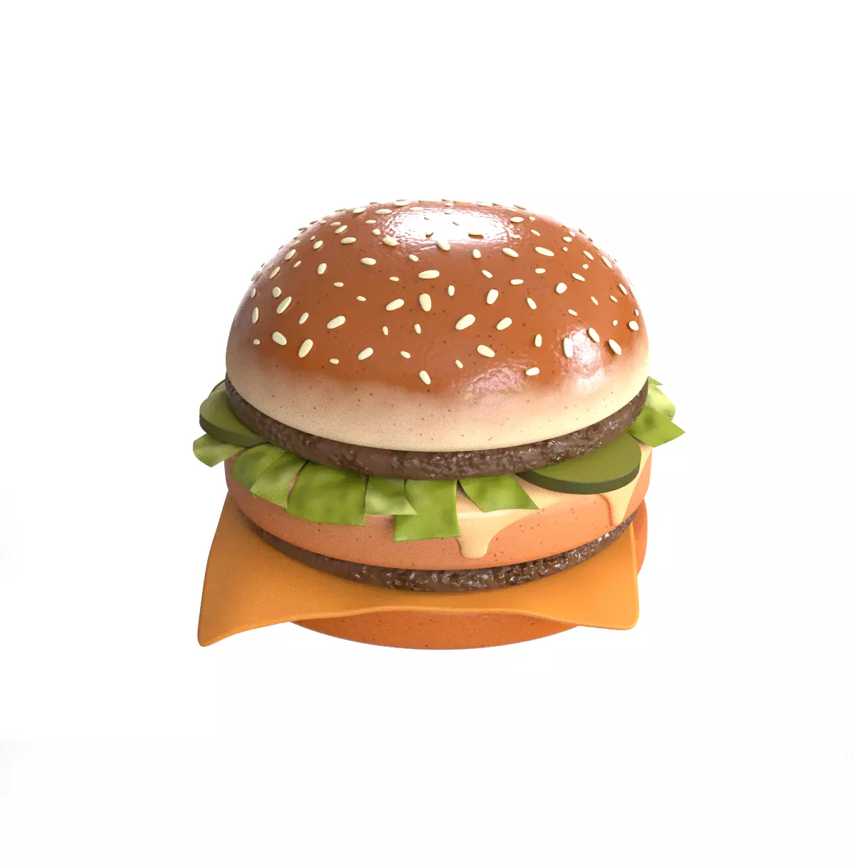 Stylized burger Low-poly 3D model_0