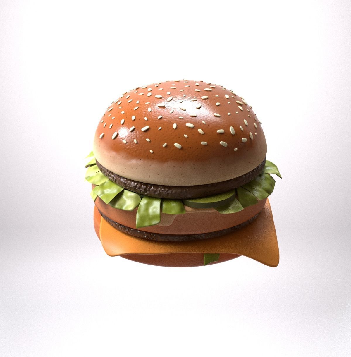 Stylized burger Low-poly 3D model_17