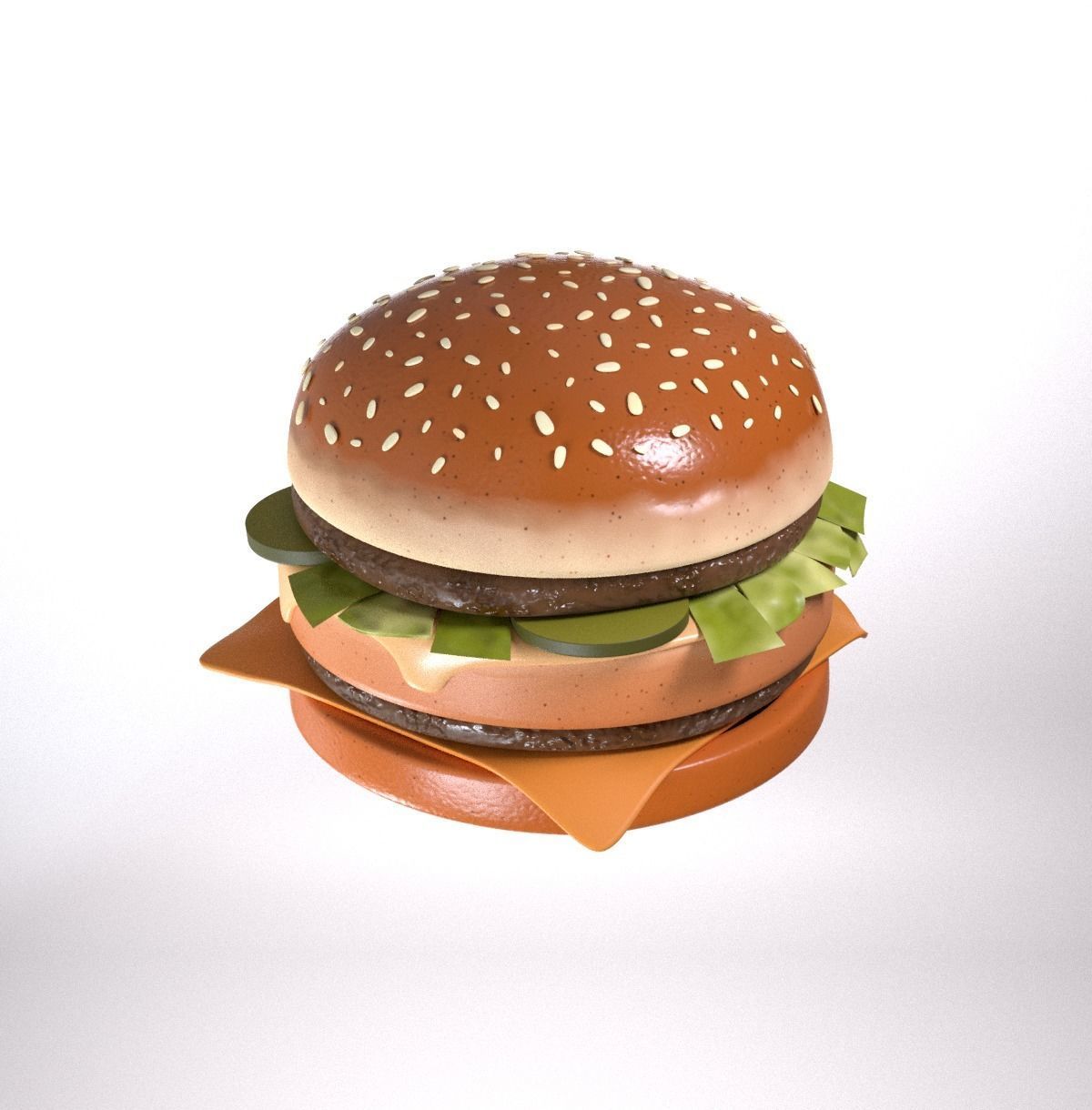 Stylized burger Low-poly 3D model_8