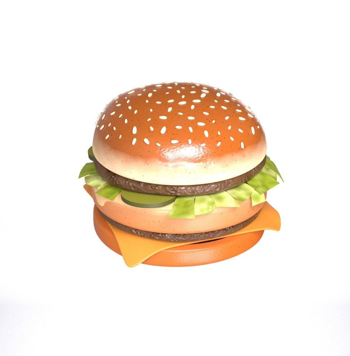 Stylized burger Low-poly 3D model_10