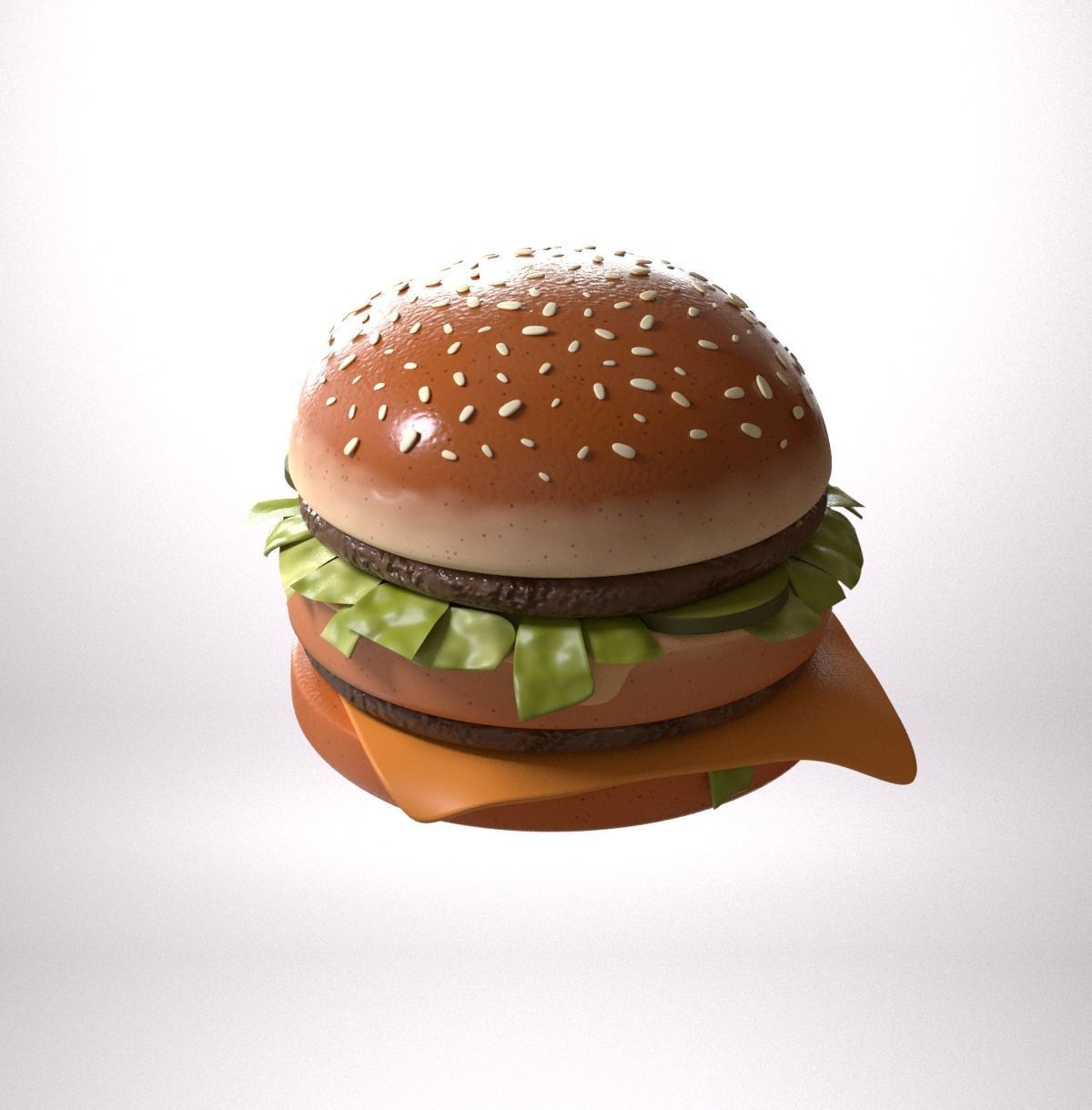 Stylized burger Low-poly 3D model_16