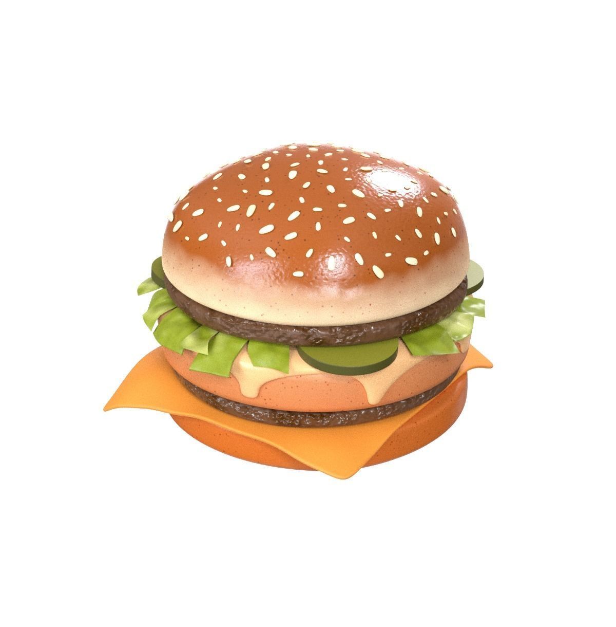 Stylized burger Low-poly 3D model_2