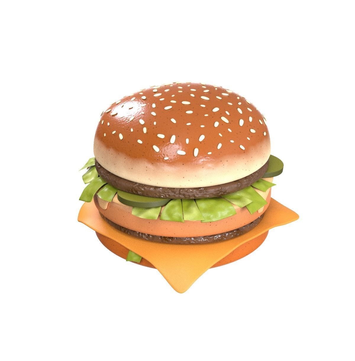 Stylized burger Low-poly 3D model_20