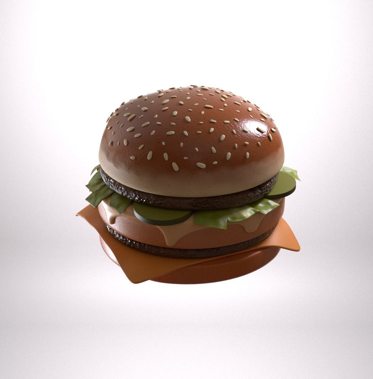 Stylized burger Low-poly 3D model_4