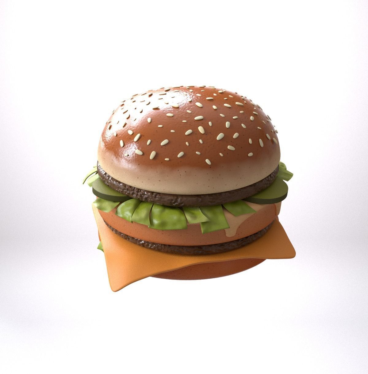 Stylized burger Low-poly 3D model_22