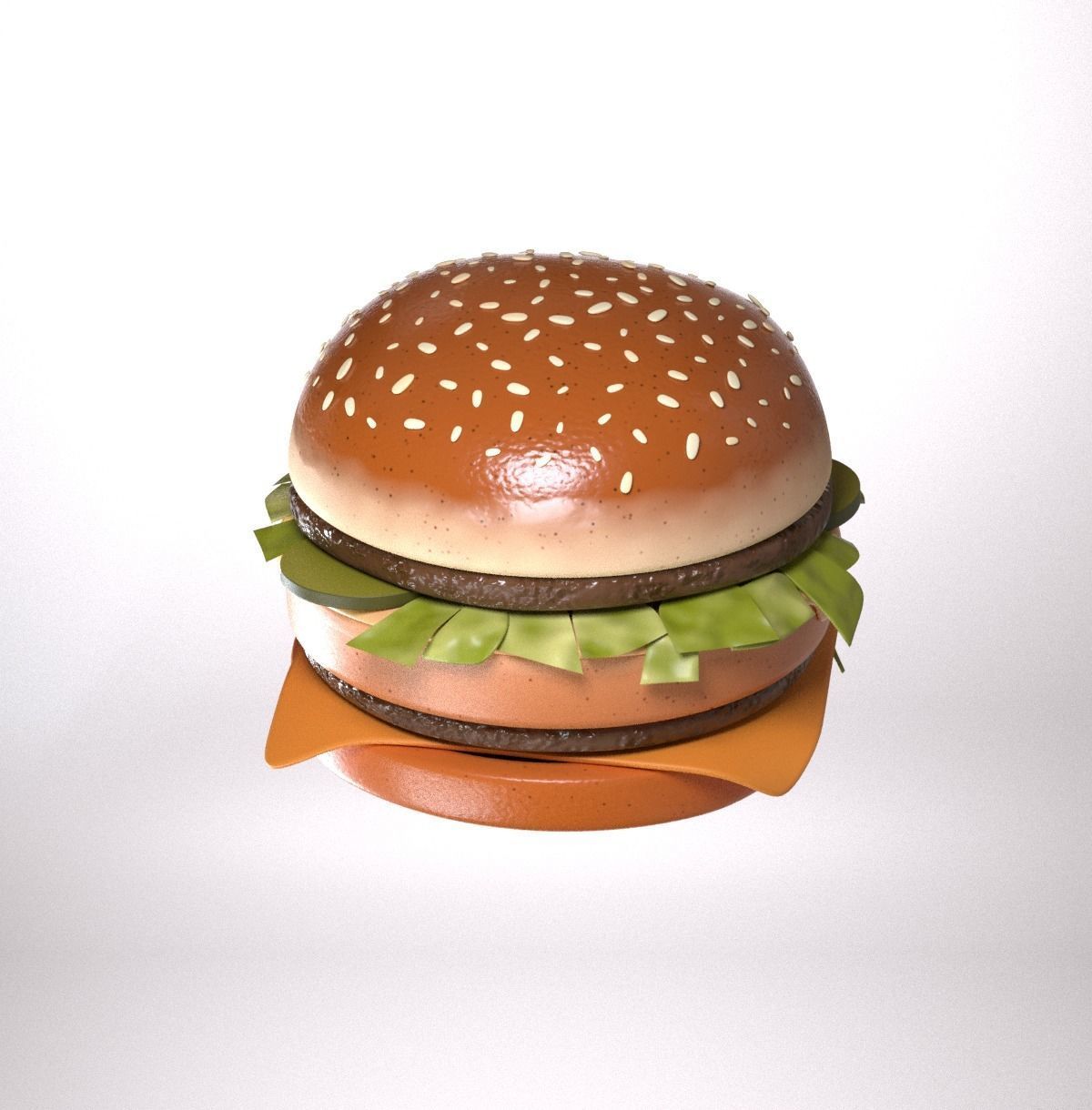 Stylized burger Low-poly 3D model_12