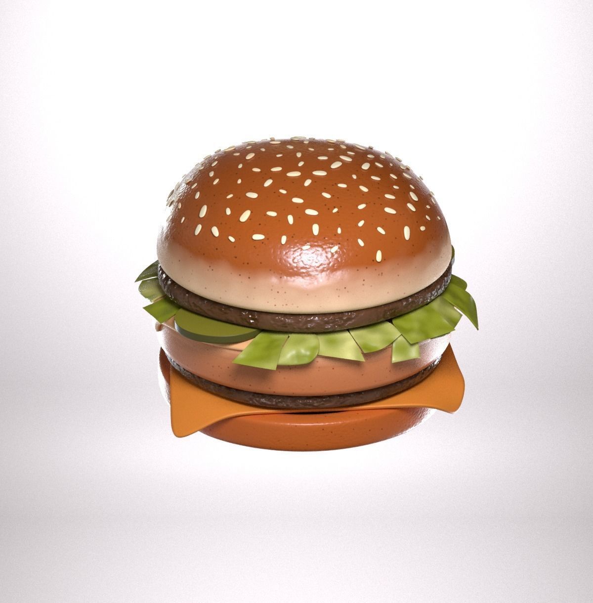 Stylized burger Low-poly 3D model_11