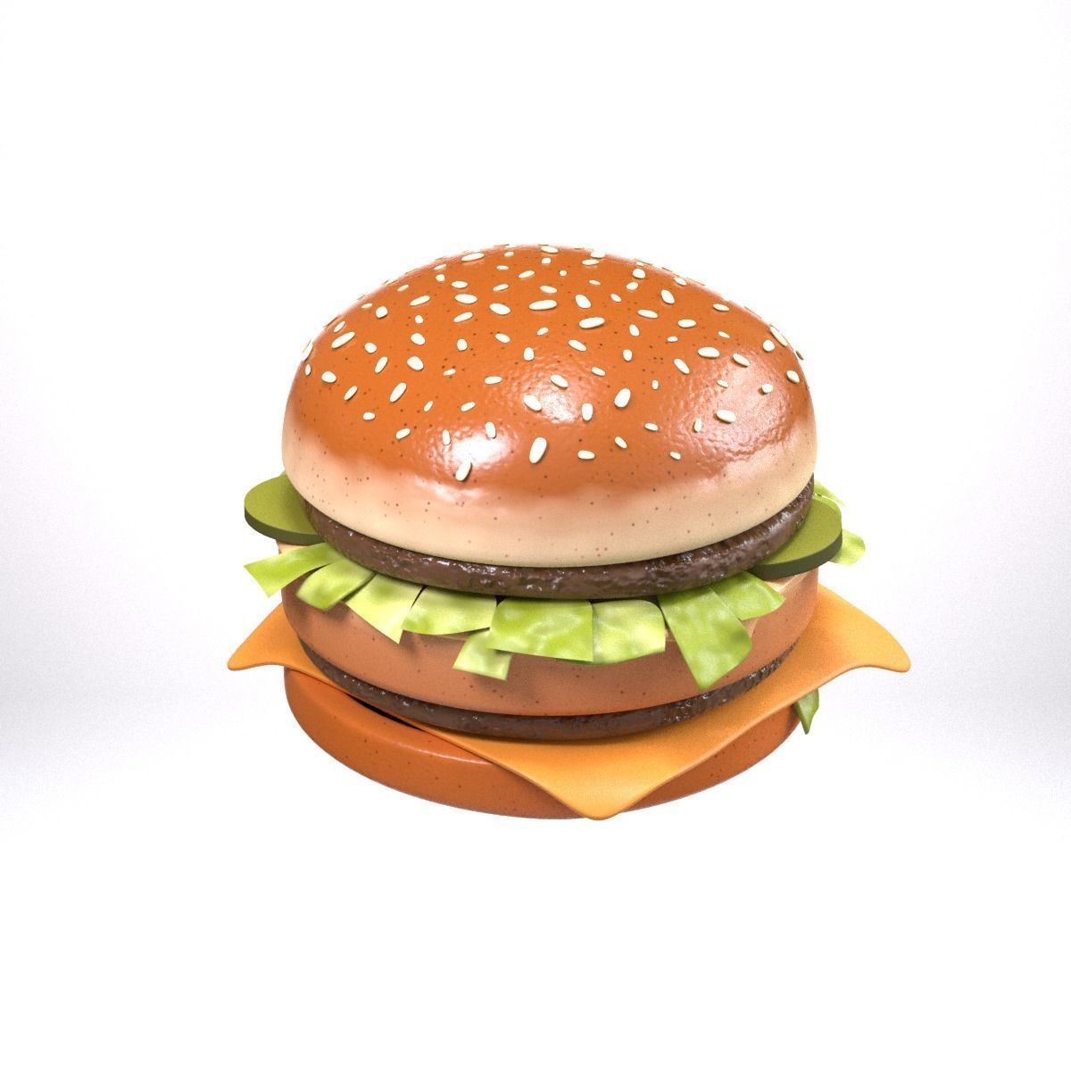Stylized burger Low-poly 3D model_14