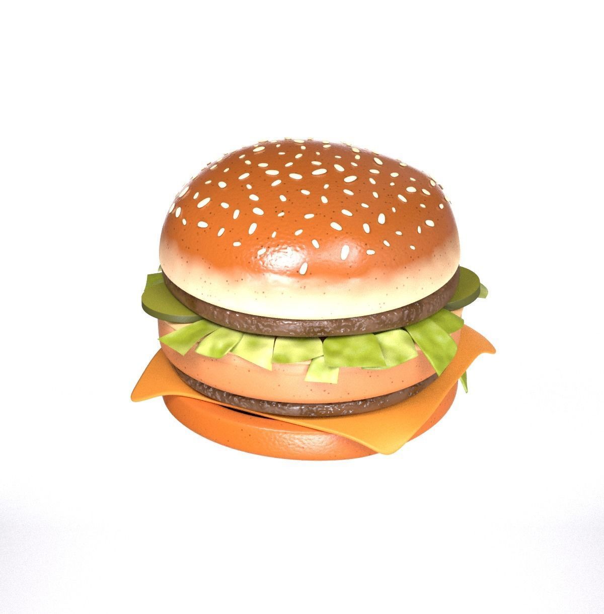 Stylized burger Low-poly 3D model_13