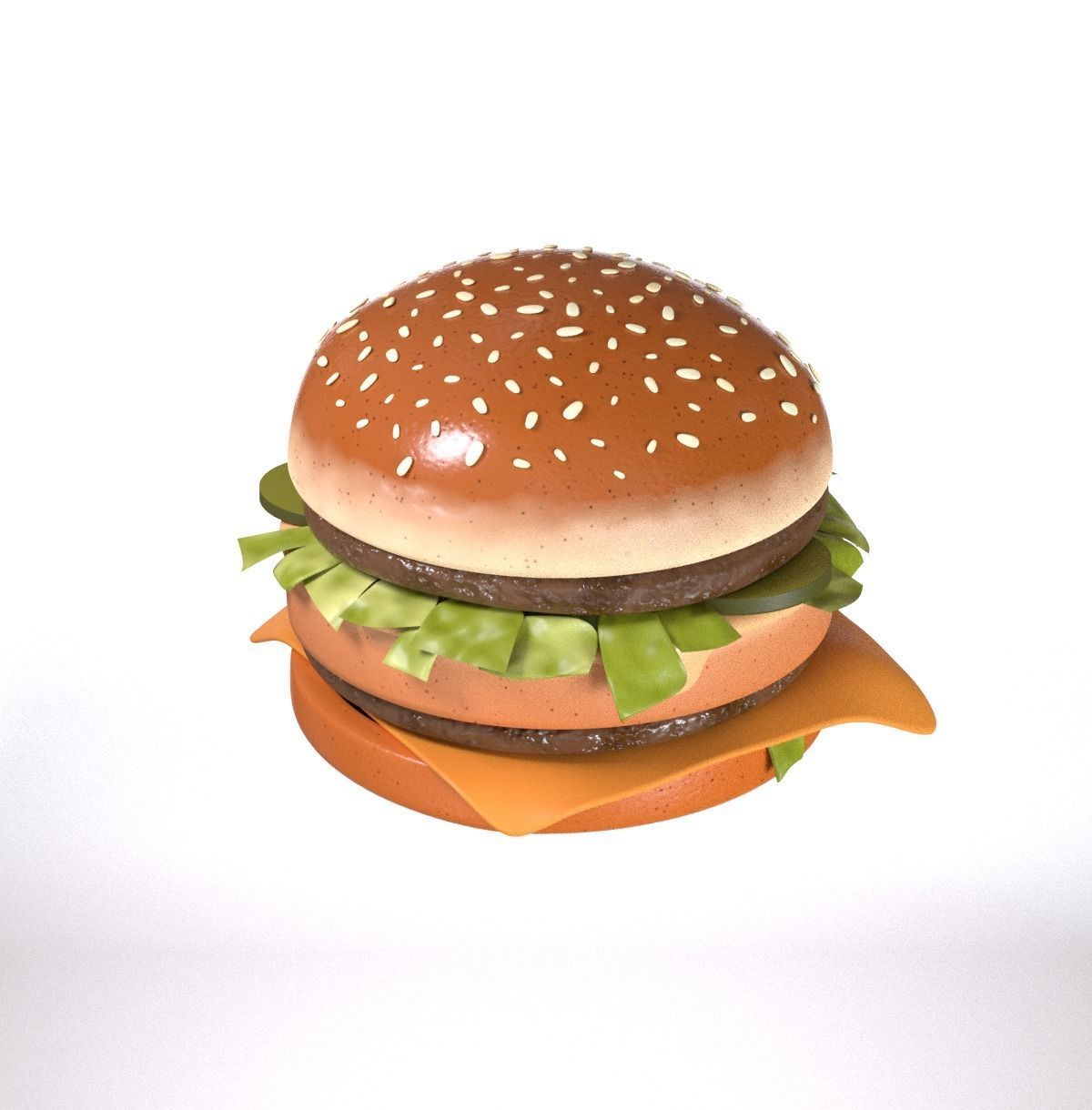 Stylized burger Low-poly 3D model_15