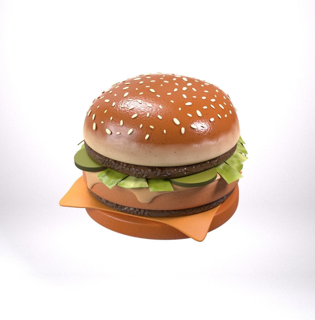 Stylized burger Low-poly 3D model_7
