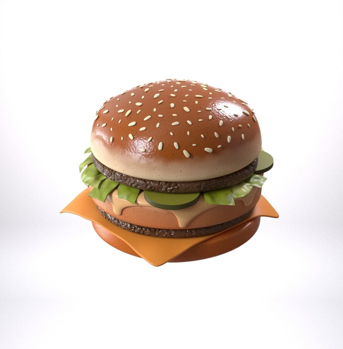 Stylized burger Low-poly 3D model_3