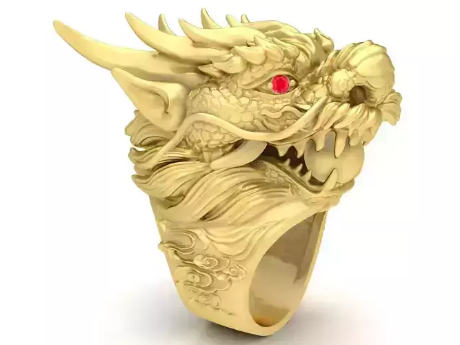 Fengshui Lucky Zodiac  Chinese Head Dragon Ring 3778