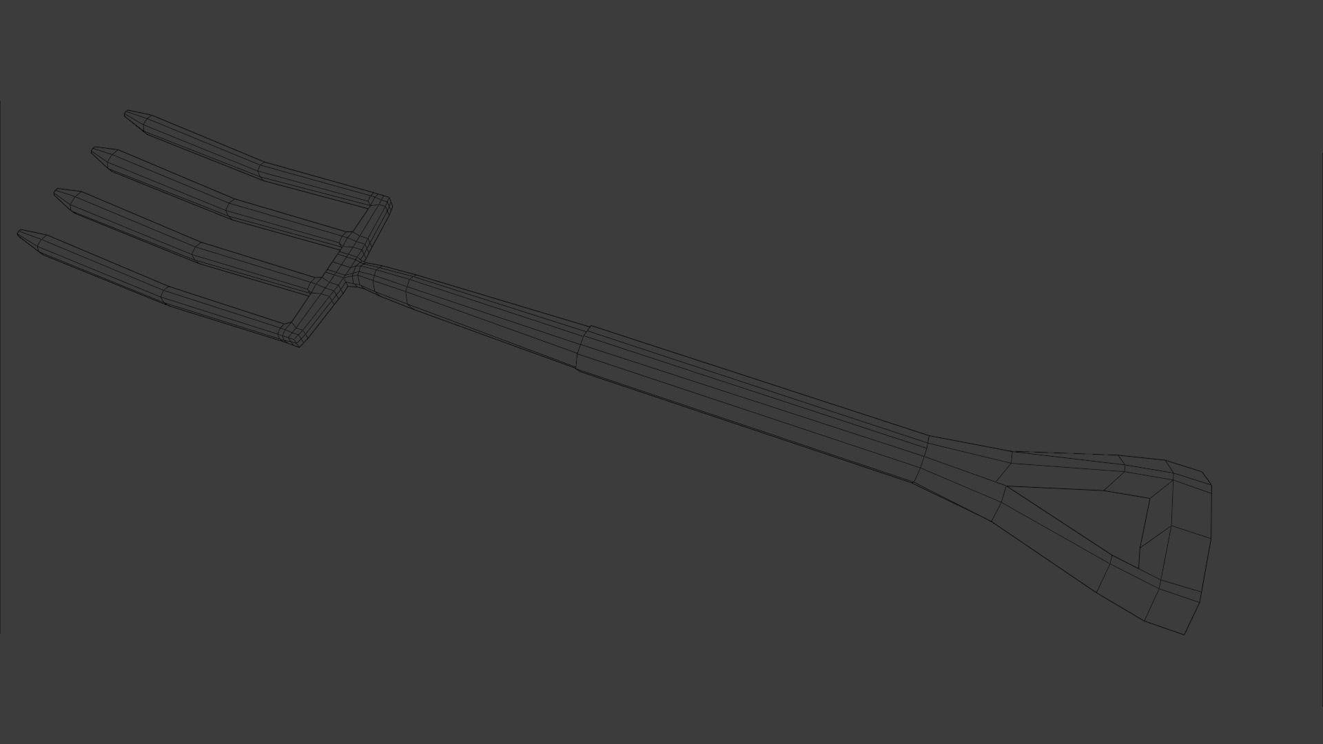 Garden Fork Low-poly 3D model_11