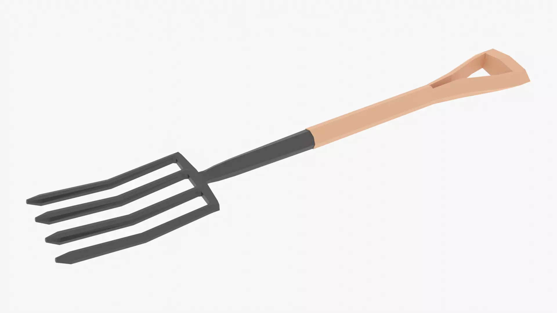 Garden Fork Low-poly 3D model_0