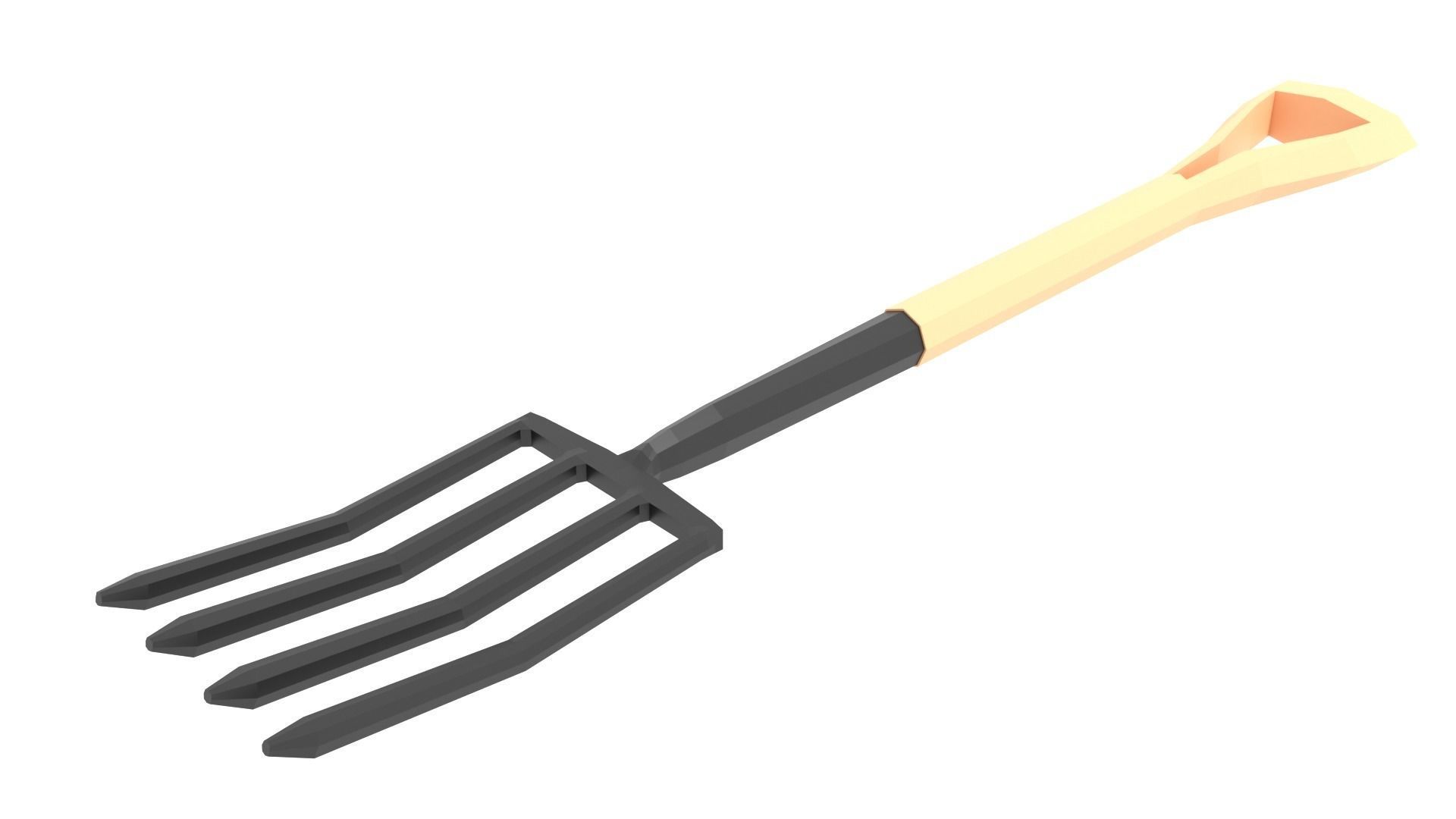 Garden Fork Low-poly 3D model_6