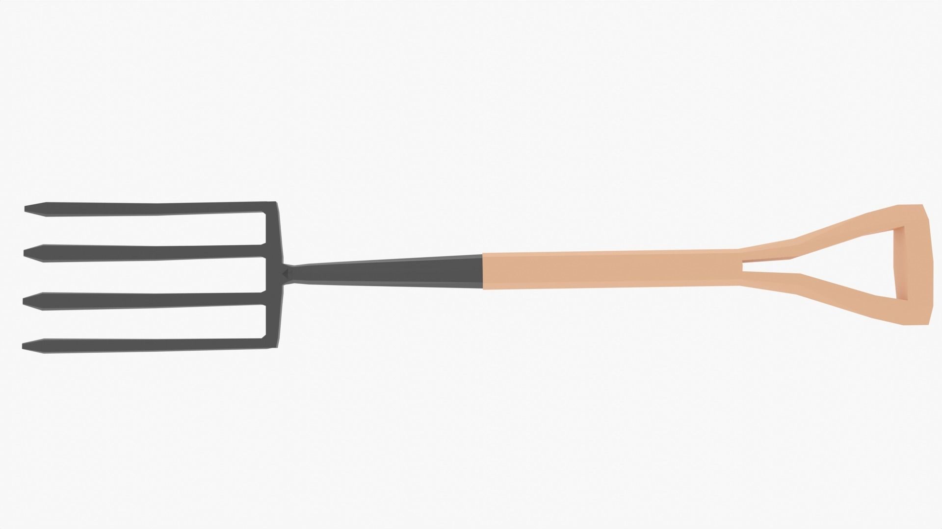 Garden Fork Low-poly 3D model_2