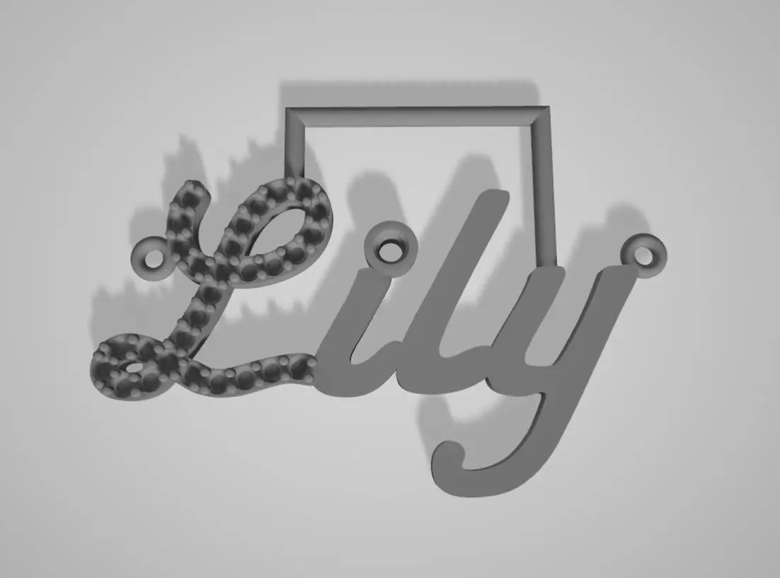 Lily Diamond L Nameplate with Diamond i 3D print model_0