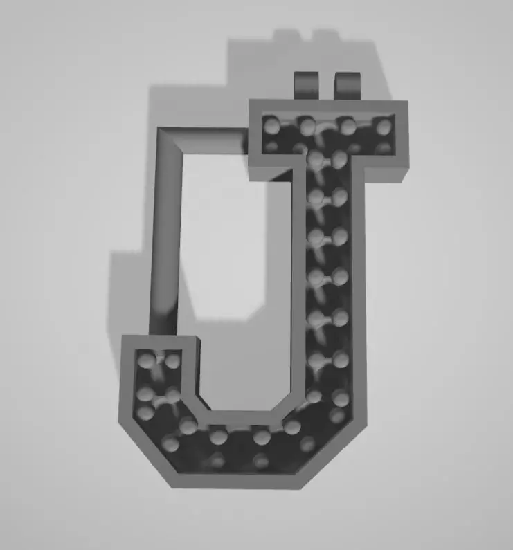 J Single Row With Borders  3D print model_0