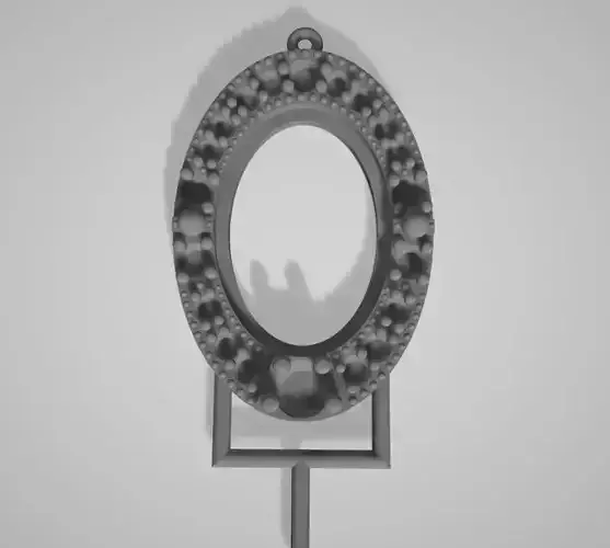 Beaded Ball Oval Bezel Pendant Charm