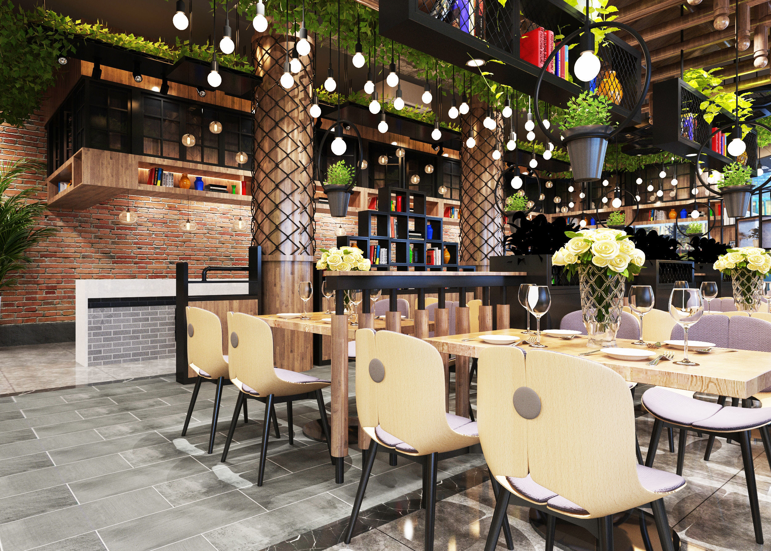 Modern Garden Restaurant 3D model_1