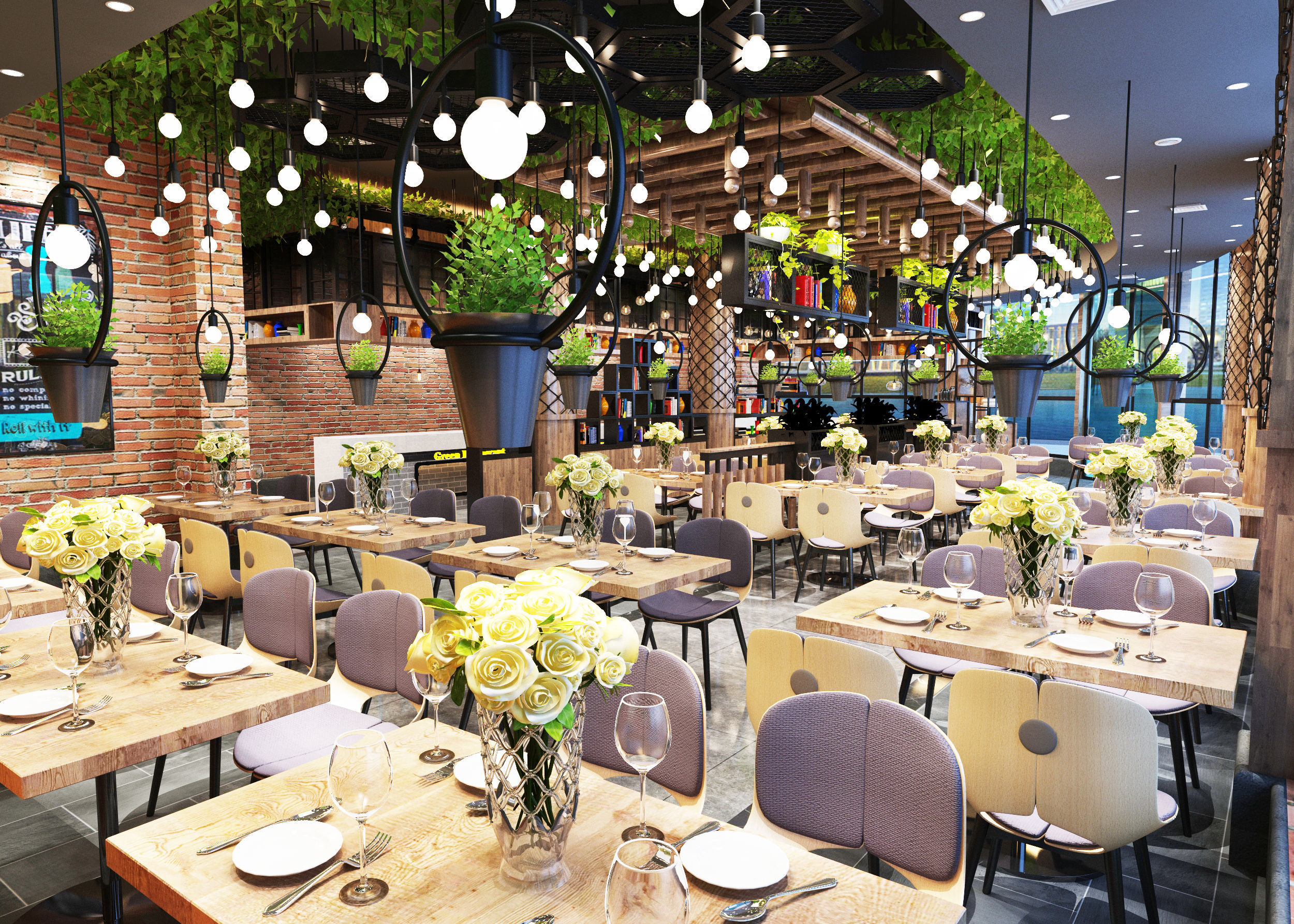 Modern Garden Restaurant 3D model_3