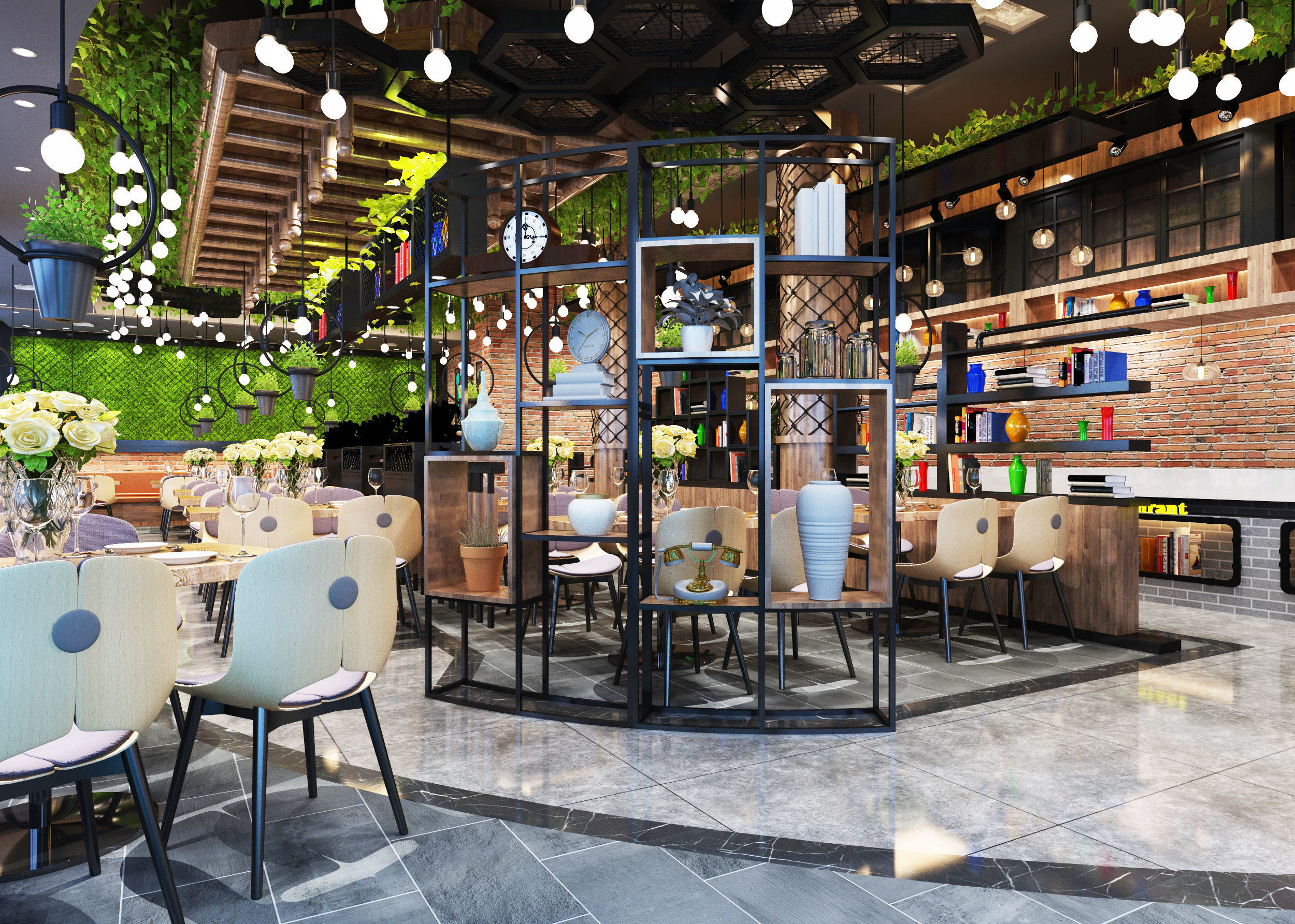 Modern Garden Restaurant 3D model_2