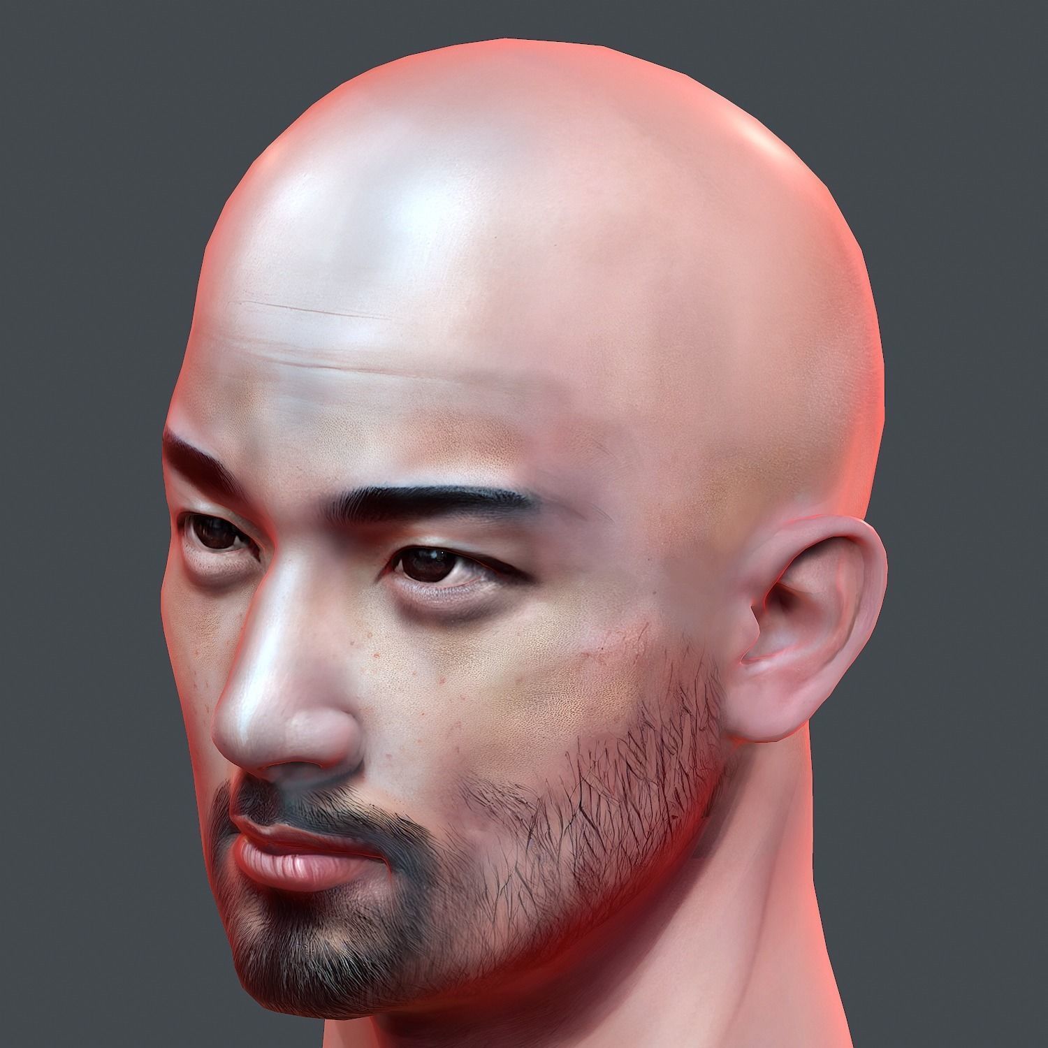 Male head Asian male head PBR Realistic Perfect Head Low-poly Low-poly 3D model_4