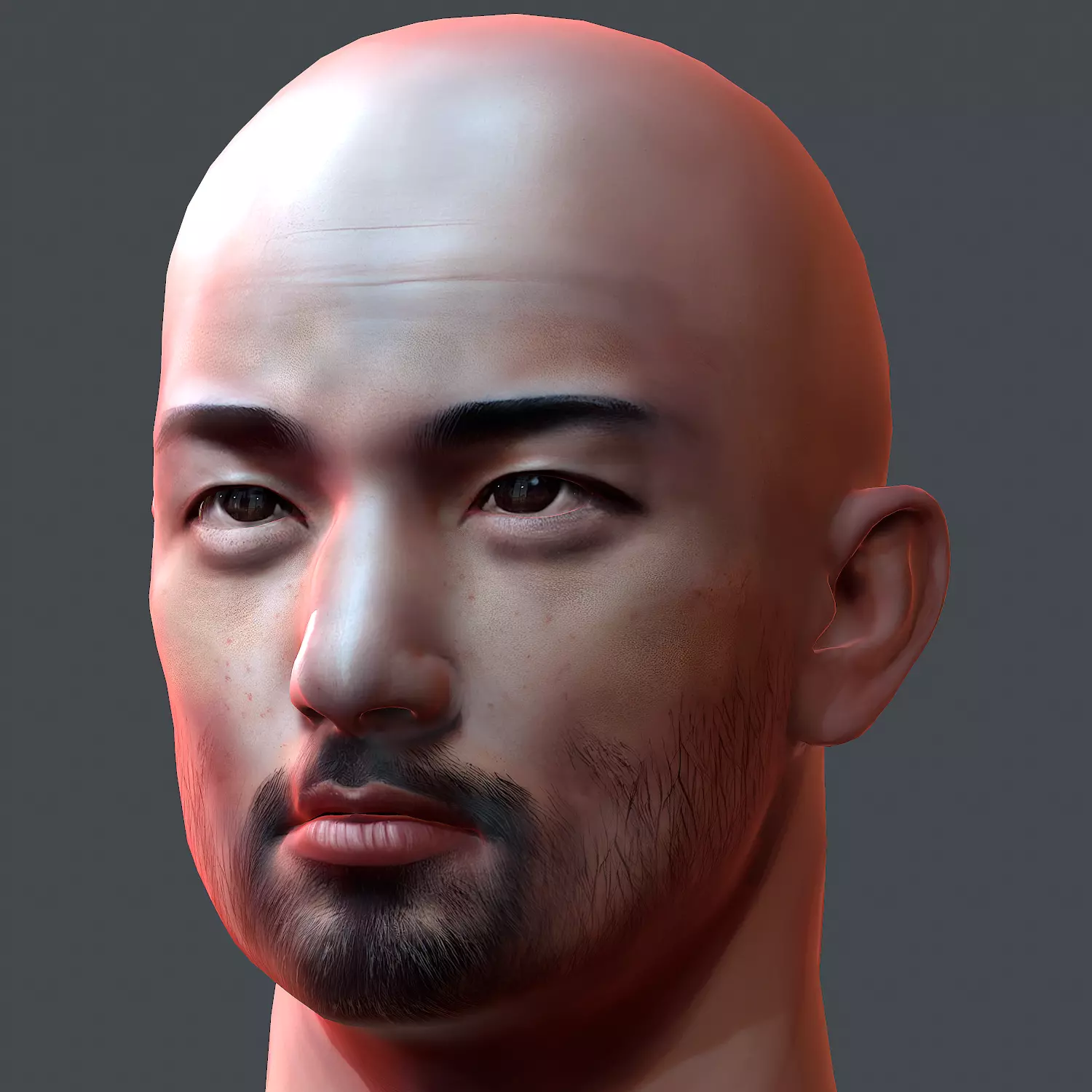 Male head Asian male head PBR Realistic Perfect Head Low-poly Low-poly 3D model_0