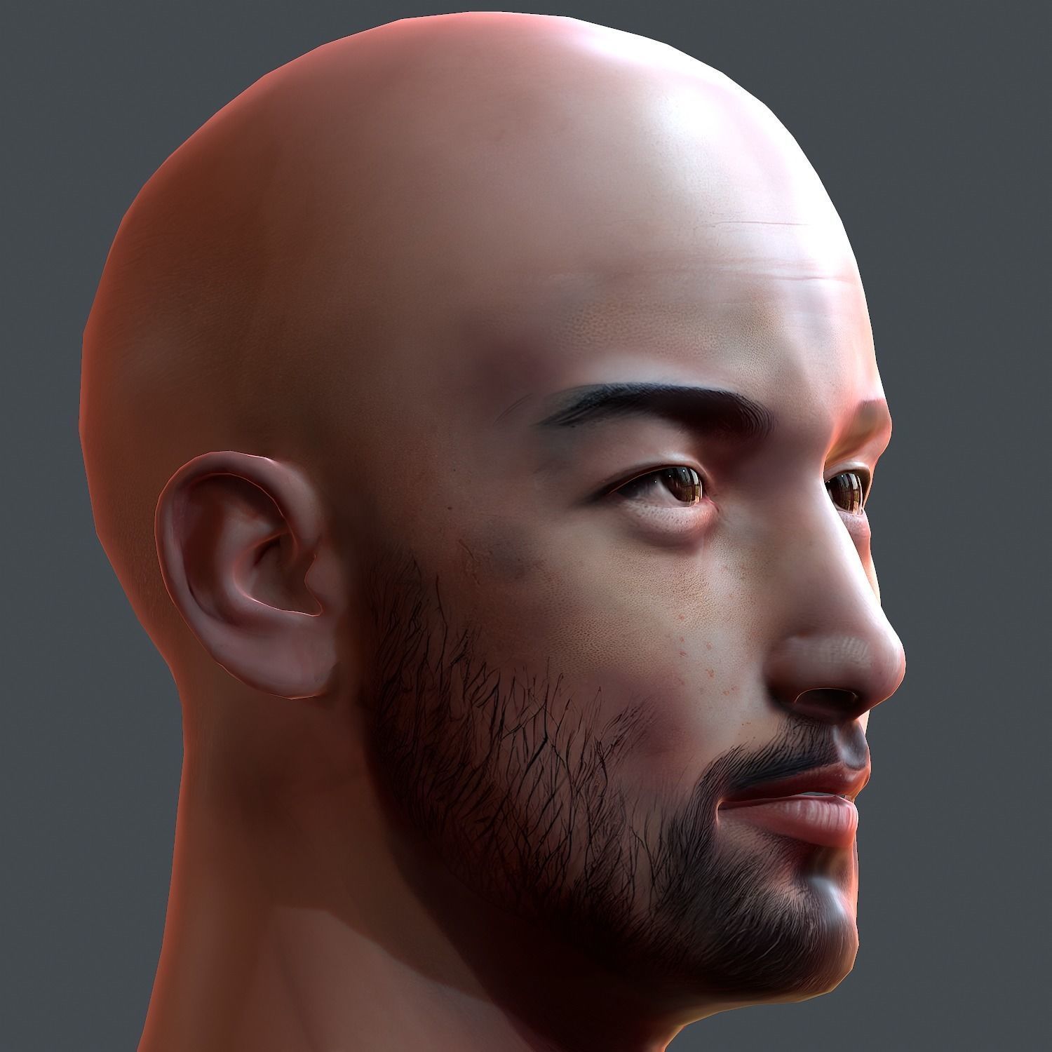 Male head Asian male head PBR Realistic Perfect Head Low-poly Low-poly 3D model_3